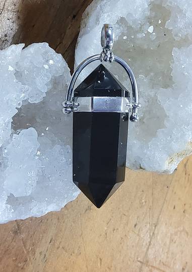 Sterling Silver Mounted Obsidian Pendant image 0